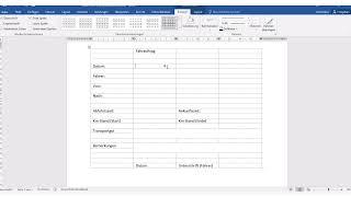 WORD Formular (Vorlage) mit Hilfe einer Tabelle erstellen