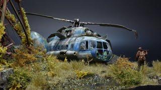 Stalker Call of Pripyat - Crashed Helicopter - Post-apocalyptic Diorama 1/72