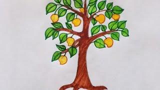 tree drawing || how to draw easy mango step by step