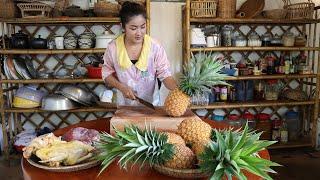 Sreypov Life Show: Harvest pineapple and prepare food for family - Yummy pineapple recipe