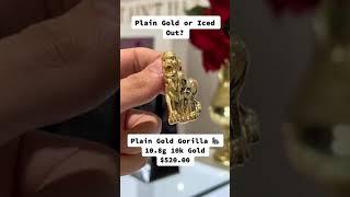 Plain Gold & Iced Out Gorilla Pendant by Ijaz Jewelers