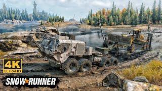 Oshkosh HEMTT Offroad Truck Towing a CAT 120M on Mudding Road In SnowRunner Season 15 #snowrunner