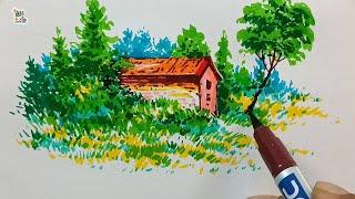 How to draw and paint with  brush sketch pens