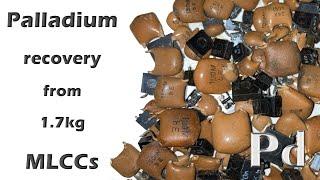 Palladium recovery from 1.7kg ceramic capacitors (MLCCs)