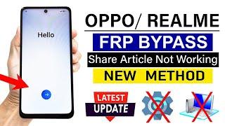 All Oppo/Realme ANDROID 14 : Google/ FRP Bypass (without pc) - Share Article Not Working