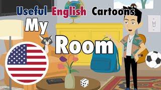 Useful English Cartoons :  My Room  -   Basic English Vocabulary with Subtitles