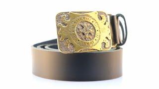 Belt with handmade buckle “Zgarda” Шкіряний ремінь "Згарда"