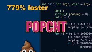 Optimize C code with compiler intrinsics - popcnt your poop count