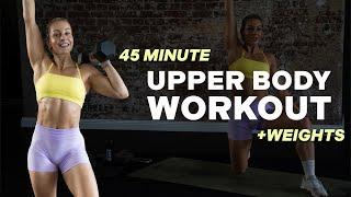 45 MIN UPPER BODY STRENGTH WORKOUT | PUSH PULL | WITH DUMBBELLS | WITH REPEAT | WITH FINISHER