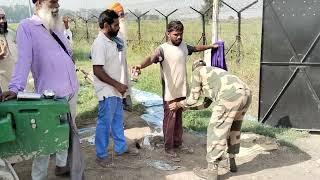 Paramilitary Forces Check in India Pakistan Border working in Indian Farmer