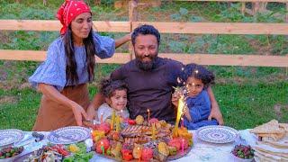 A Mixed Kebab Feast for my husband! Campfire Cooking  is our way of life! A day of a young family!