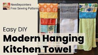 Modern Hanging Kitchen Towel with Band Pattern