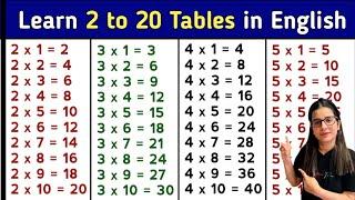 Learn Multiplication Table of 2 to 20 | 2 से 20 तक पहाड़े | Tables 2 to 20