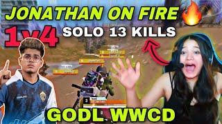 Jonathan 1v4 Enigma SOLO 13 Kills- Godlike WWCD with 18 Finishes - DOBBY SHOKED