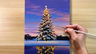 Acrylic Painting Christmas Tree | Time-lapse