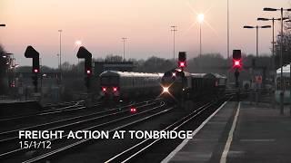 (HD) Engineering Train bonanza at Tonbridge - 15/1/12 featuring lots of Seacow wagons!