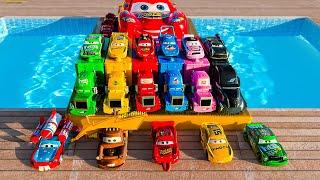 Looking for Disney Pixar Cars On the Rocky Road : Lightning McQueen, Mater, Dinoco McQueen, Mack