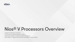 Nios® V Processors Overview