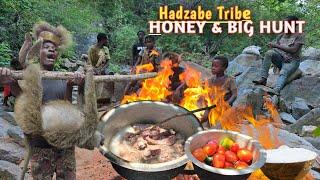 Thrilling Male Baboon Hunt & Cooking In The Wild With Hadzabe tribe Bush People || Hunters