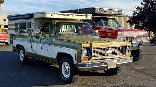 1974 Chevy C20 Camper Special Squarebody w/ Vintage Four Wheel Camper Keystone