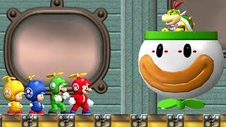 New Super Mario Bros. Wii - All Bosses (4 Players)