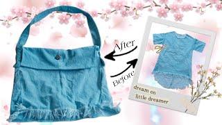 DIY Old Jeans Recycle Crossbody Bag Idea No Zipper | bag tutorial | sewing tutorial