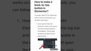 Tutorial make a back to top button in Elementor example video