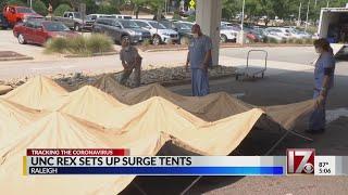 2 ‘surge tents’ set up at UNC Rex Hospital with another on the way as COVID cases climb