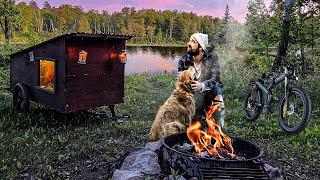 Peaceful Night in a BIKE CAMPER with my Dog | Fishing & Cooking