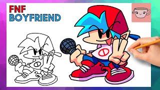 How To Draw Boyfriend - Peace Sign Pose | Friday Night Funkin FNF | Step By Step Drawing Tutorial