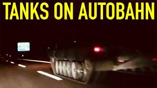 Leopard 2 tanks driving full speed on Autobahn