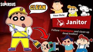 Shinchan became janitor in super sus and clean up dead bodies  | Shinchan playing among us 3d 