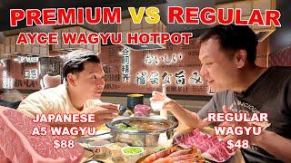 Premium vs Regular Wagyu Hotpot!  LA's Luxury Shabu Shabu Endless Wagyu, Seafood, Abalone