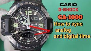 How to sync analog and digital time Casio G-Shock GA-1000 [5302].