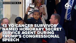 Trump makes 13-year-old cancer survivor honorary Secret Service agent during Congressional speech