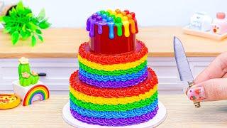 Amazing Rainbow Cake RecipeTop Beautiful Miniature Rainbow Buttercream Cake Decorating️Mini Cakes