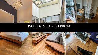 RARE in Paris ! Montmartre loft -  wrapped around a COVERED TERRACE - with POOL access ! €1,450,000