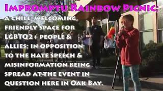 Oak Bay Rainbow Picnic LGBTQ2+ Bryn addressing misinformation from Jenn Smith (Soldiers of Odin)