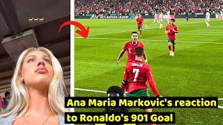 Ana Maria Markovic's shocked reaction to seeing Ronaldo score 901 goals in Portugal Vs Scotland 2-1