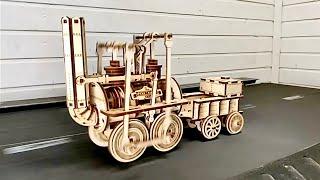 Wood Train Drag. DIY Steam Elephant Race On Treadmill