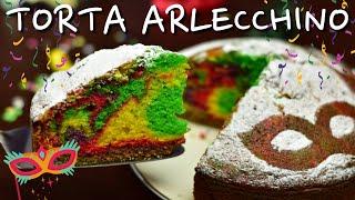 Golosa TORTA ARLECCHINO di Carnevale.Torta zebrata arcobaleno!