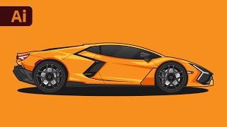 How to Create a Flat Vector Car in Adobe Illustrator (Lamborghini)