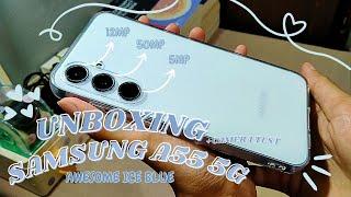 Samsung Galaxy A55 5G Awesome Ice Blue | Aesthetic Unboxing + Camera Test 