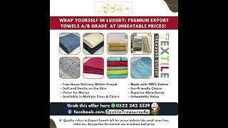 Wrap Yourself in Luxury: Premium Export A Grade Bath & Wash Towels in Lahore at Unbeatable Price.