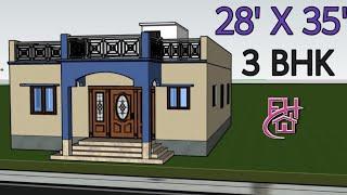 28x35 house plan || 28by35 ghar ka naksha || building plan || 3d house plan