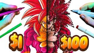 $1 vs $100 Markers | Cheap vs Expensive!! | Drawing Goku Super Saiyan 4