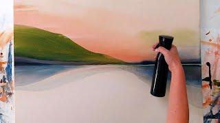 Oh my... This Painting Technique is so Satisfying! / Smooth Sunset with Transparent Landscape Layers