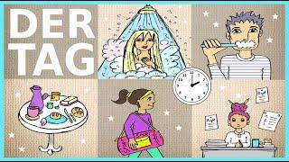 Deutsch lernen: Der Tag - Uhrzeit - Tagesablauf / German for beginners: daily routine - the clock A1