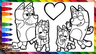 Drawing and Coloring Bluey and Her Family ️ Drawings for Kids