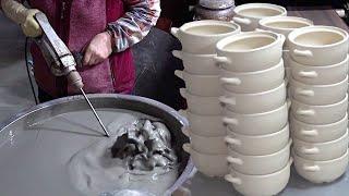 Amazing earthenware pot mass production process. Korean ceramics factory
